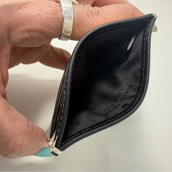 Kate Spade Madison Colorblock Saffiano Leather Slim Cardholder Cream/Plat. Gray - Picture 10 of 15